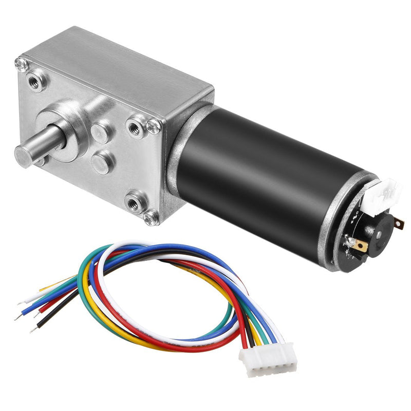 [Australia - AusPower] - uxcell DC 24V 111RPM 16Kg.cm Self-Locking Worm Gear Motor with Encoder and Cable, High Torque Speed Reduction Motor 