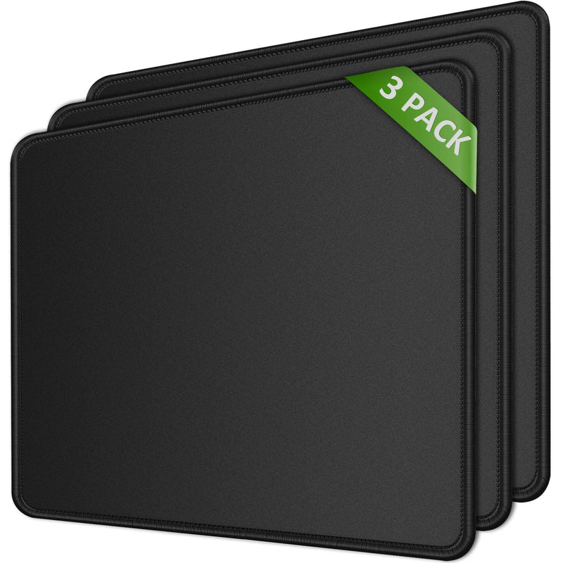 [Australia - AusPower] - MROCO Mouse Pad 3 Pack [30% Larger] with Non-Slip Rubber Base, Premium-Textured & Waterproof Mousepads Bulk with Stitched Edges, Mouse Pads for Computers, Laptop, PC, Office & Home, 8.5 x 11 in, Black 