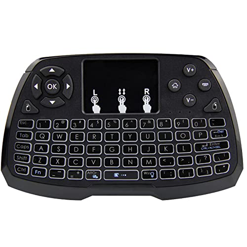 [Australia - AusPower] - Miritz 2.4GHz Wireless Mini Keyboard with Mouse Touchpad Remote Control, LED Backlit Colorful, USB Liion Battery Charging Black 