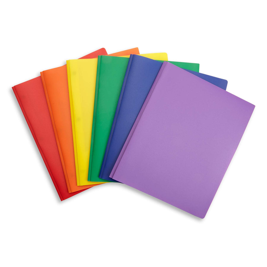 [Australia - AusPower] - 6 Pack Multicolor Plastic Two Pocket Folders with Prongs, Plastic Folders with 2 Pockets and 3 prongs, 2 Pocket Plastic Folders for School, Home, and Work, 6 Pack Plastic Folders Original Version 