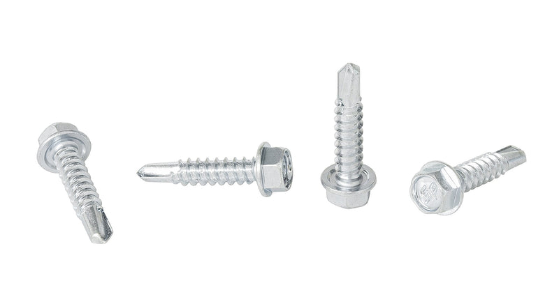 [Australia - AusPower] - #12 x 1'' Hex Washer Head Self-Drilling Tek Screw Zinc Plated Steel for Attaches Sheet Metal Steel or Steel to Metal - Box of 100 #12 x 1" Long 