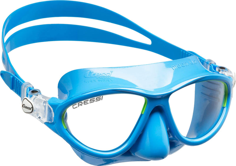 [Australia - AusPower] - Cressi Kids Comfortable Silicone Mask with Adjustable Strap, for Snorkeling and Pool - for Children 5 to 10 years old - Moon: made in Italy Azure/Lime 