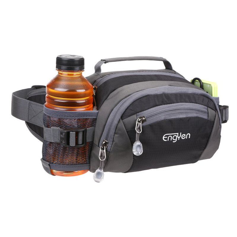 [Australia - AusPower] - ENGYEN Fanny Pack Waist Bag for Women Men, running packs gear with Phone Water Bottle holder Adjustable belt, for Travel Workout Hiking, carrying iPhone money, multi colors… (black) black 