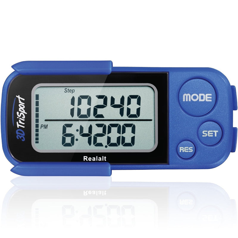 [Australia - AusPower] - Realalt 3DTriSport Walking 3D Pedometer with Clip and Strap, Free eBook | 30 Days Memory, Accurate Step Counter, Walking Distance Miles/Km, Calorie Counter, Daily Target Monitor, Exercise Time. 
