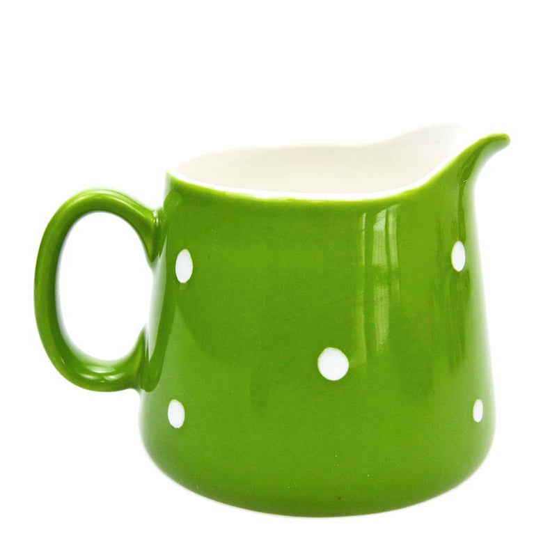 [Australia - AusPower] - CHOOLD Polka Dot Ceramic Creamer with Handle,Coffee Milk Creamer Pitcher /Serving Pitcher/Sauce Pitcher/ Milk Creamer Jug for Kitchen 8.5oz Green 