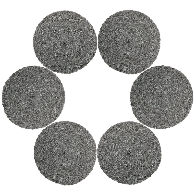 [Australia - AusPower] - Topotdor Round Placemats Heat-Resistant Stain Resistant Anti-Skid Washable Polyproplene Table Mats Placemats (Set of 6, Braided-Gray) set of 6 