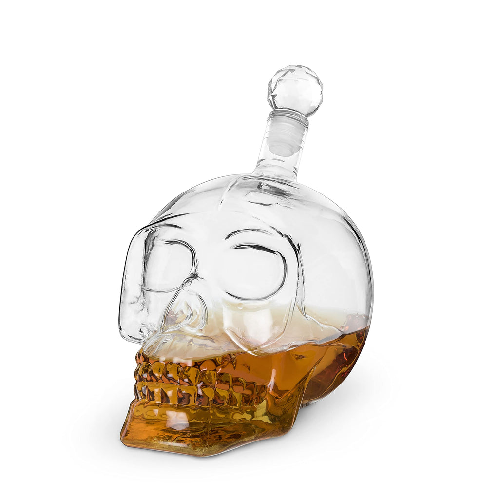 [Australia - AusPower] - Foster & Rye Skull Liquor Decanter, Clear Glass Skull Shaped Whiskey Decanter with Stopper, 25 Ounce Capacity, Set of 1 