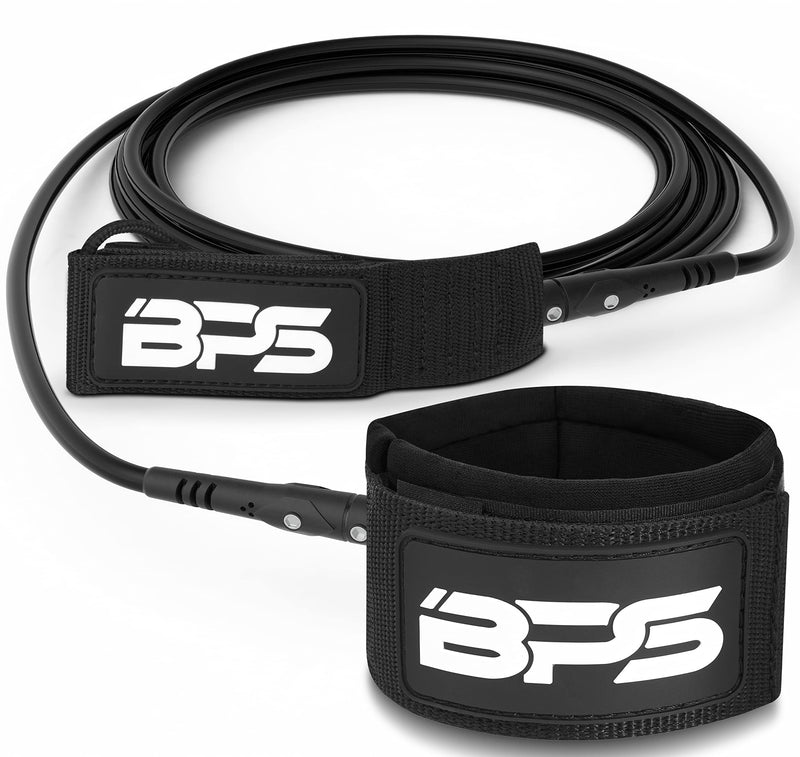 [Australia - AusPower] - BPS 'Storm' Premium Surfboard Leash - Straight Surf Board Leashes 5/6/7/8/9/10 ft, 7.2mm 8mm Thick Legrope for Shortboard, Longboard, Paddleboard Black (7.2mm) 6 ft 