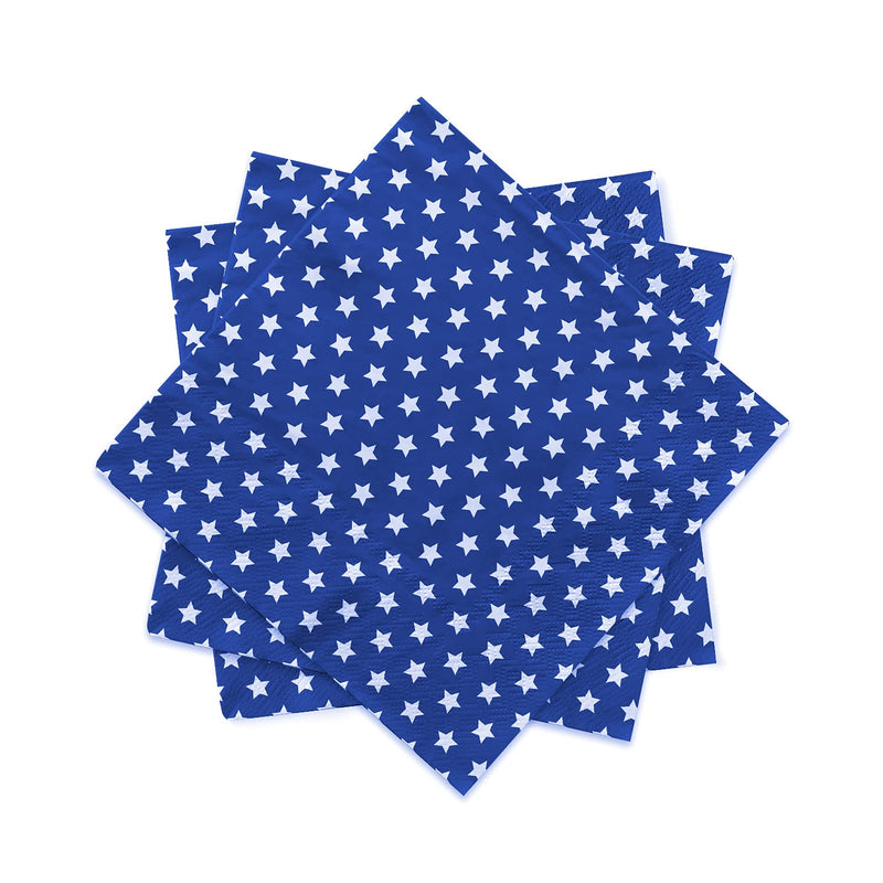 [Australia - AusPower] - Gatherfun Disposable Paper Napkins 3-ply Blue and White Stars Beverage Napkins for Patriotic Party, July 4th, Birthday Party（6.5X6.5inches, 20-Pack) Blue Little Star 20 Count (Pack of 1) 