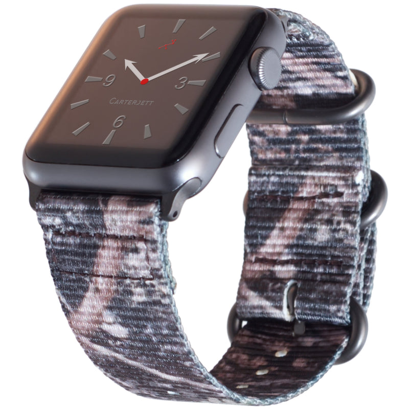 [Australia - AusPower] - Carterjett Compatible Apple Watch Band 44mm 42mm XL Camouflage iWatch Band Replacement Strap Extra Large Woven Nylon Military Hardware Compatible Apple Watch Sport Series 6 5 4 3 2 1 (44 42 XXL Woods) Camo-Woods Nylon w/ Gray hardware 