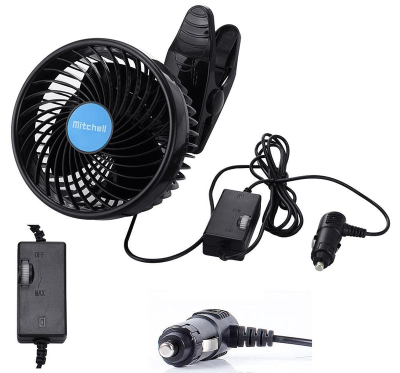 [Australia - AusPower] - Alagoo 12V 6''Car Cooling Fan Automobile Vehicle Clip Fan Powerful Quiet Ventilation Electric Car Fans with Adjustable Clip & Cigarette Lighter Plug for Car/Vehicle 
