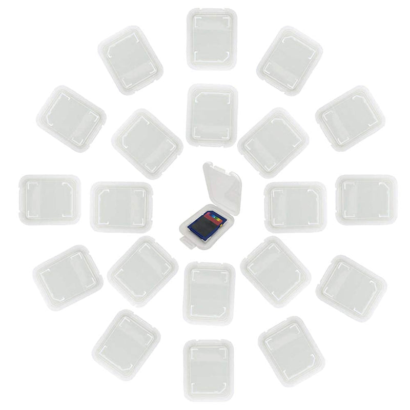 [Australia - AusPower] - 20 Pcs Plastic Memory Card Storage Case Compatible with SD MMC/SDHC PRO Duo White 