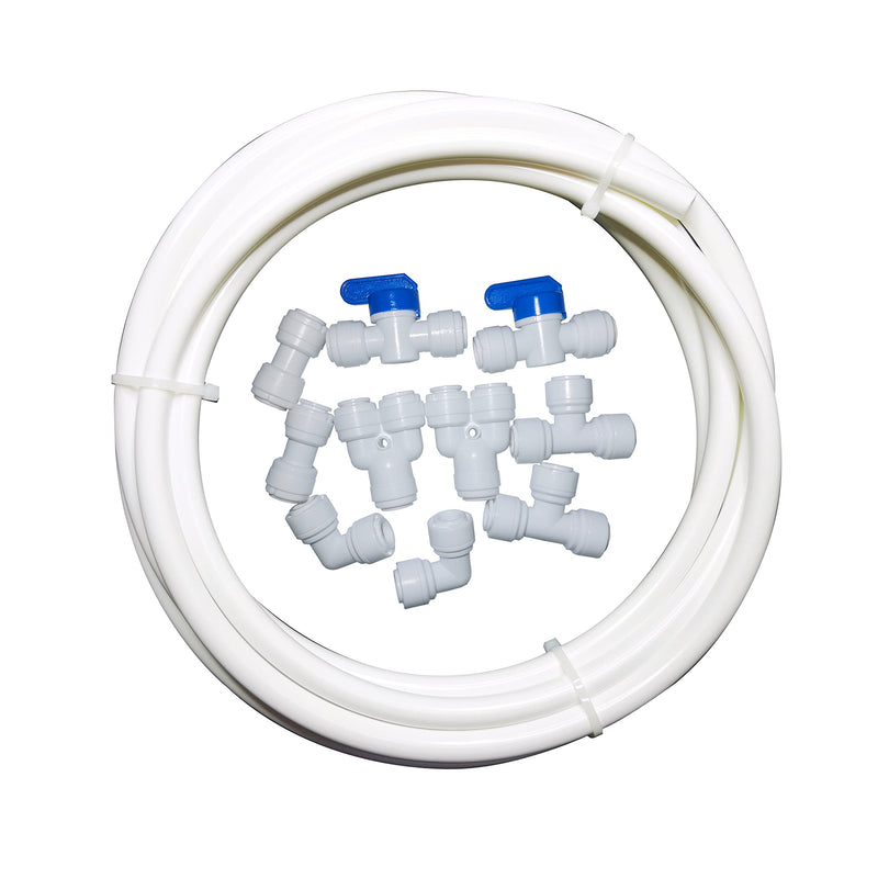 [Australia - AusPower] - YZM 10 pcs 3/8" Quick Connect Push In to Connect Water Purifiers Tube Fittings for RO Water Reverse Osmosis System+5 meters（16 feet）white tubing hose pipe 5meters 3/8" tube+ 10pcs connector 