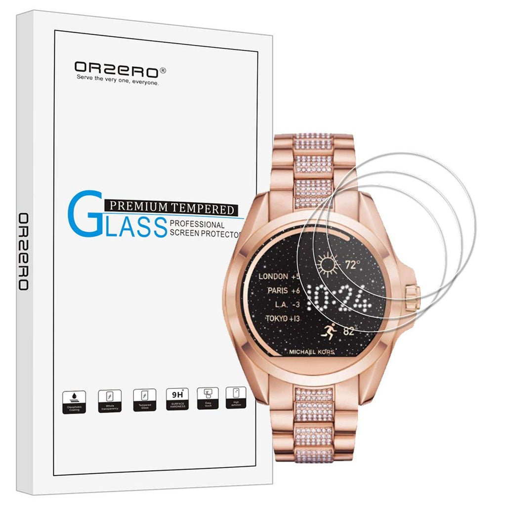[Australia - AusPower] - Orzero (3 Pack) for Michael Kors Bradshaw (MKT5001 MKT5013 MKT5018) Smart Watch Tempered Glass Screen Protector, 2.5D Arc Edges 9 Hardness HD Anti-Scratch Bubble Free (Lifetime Replacement) 