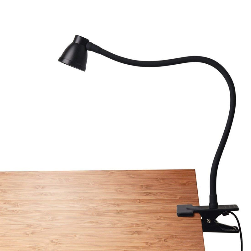 [Australia - AusPower] - CeSunlight Clamp Desk Lamp, Clip on Reading Light, 3000-6500K Adjustable Color Temperature, 6 Illumination Modes, 10 Led Beads, AC Adapter and USB Cord Included (Black) Black 