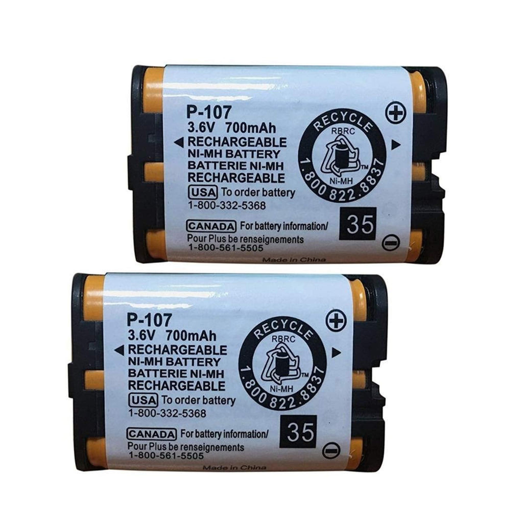 [Australia - AusPower] - 3.6v 700mAh HHR-P107 Rechargeable Cordless Phone Battery Compatible with for Panasonic HHR-P107 HHRP107 HHR-P107A HHRP107A Cordless Telephone (Pack of 2) BAOBIAN 2 pack P107 Batteries 