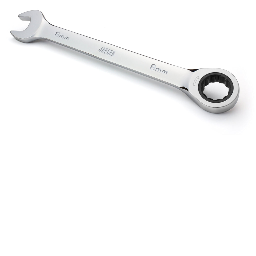 [Australia - AusPower] - JAEGER 8 mm TIGHTSPOT Ratchet Wrench with 5 degree Movement and Hardened, Polished Steel for Projects with Metric Tight Spaces 