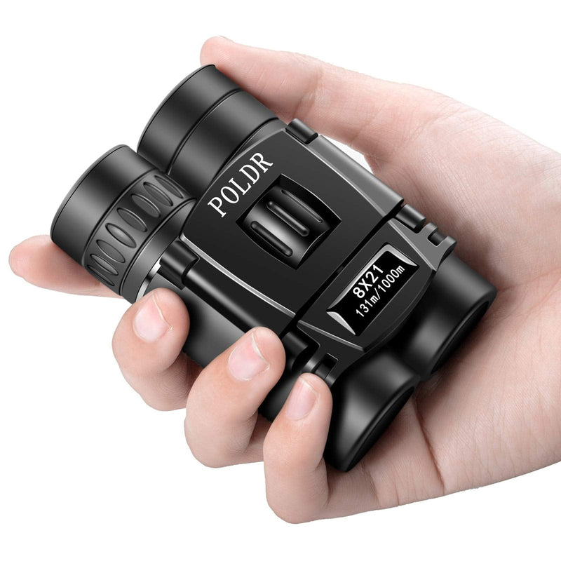 [Australia - AusPower] - POLDR 8x21 Small Compact Lightweight Binoculars for Adults Kids Bird Watching Traveling Sightseeing.Mini Pocket Folding Binoculars for Concert Theater Opera Black 