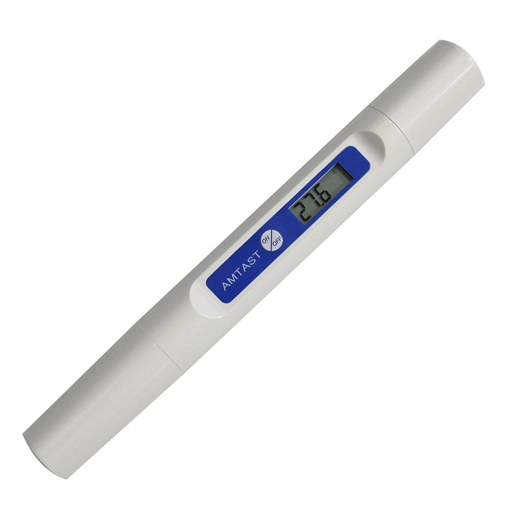 [Australia - AusPower] - AMTAST Portable Pen Type pH Meter for Skin Fruits Surface Flat Pen pH Tester with Temperature Display, No Need Calibration, Range 0.00~14.00, Temperature: 0~60°C 