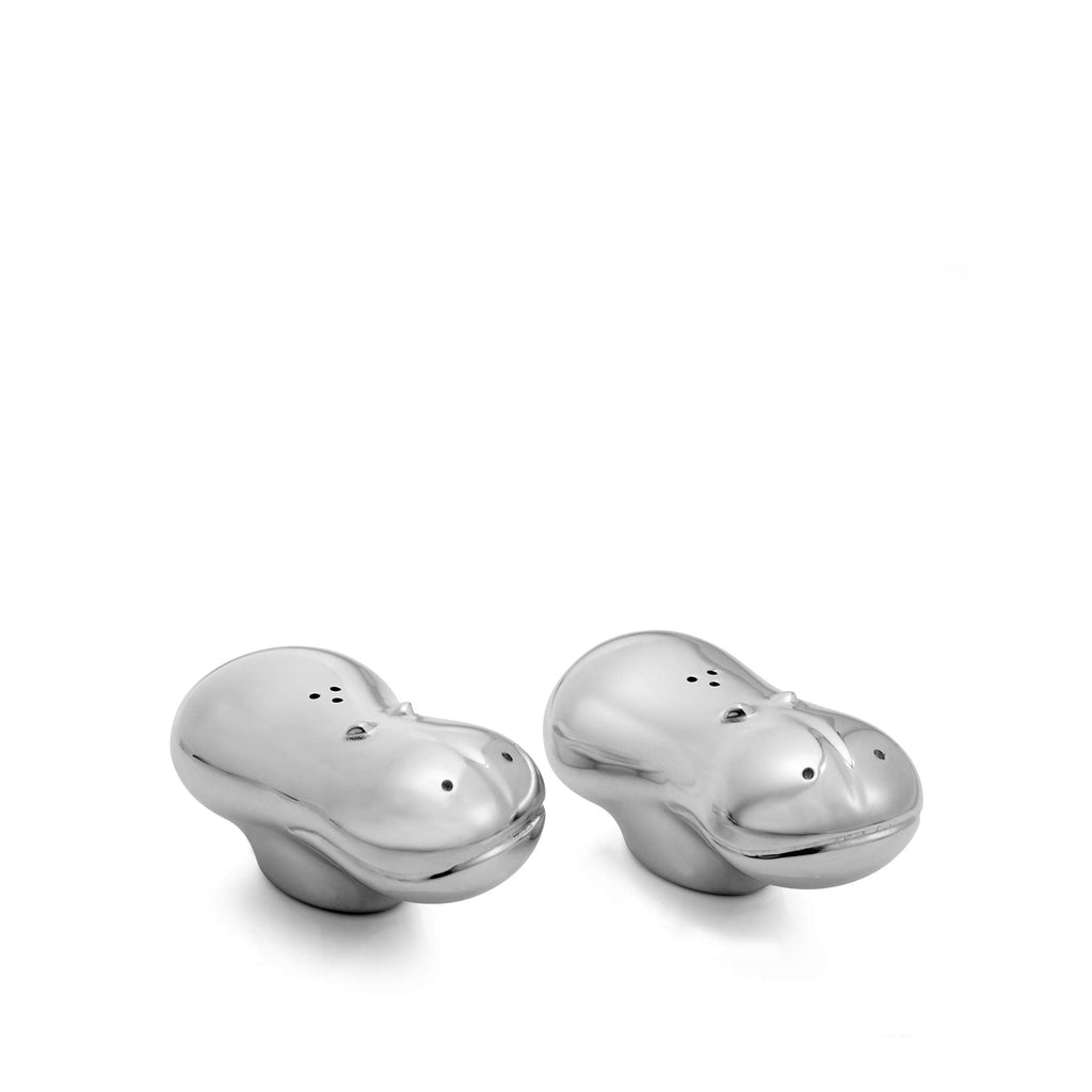 [Australia - AusPower] - Nambe - Savana Collection - Hippo Salt & Pepper Shakers - Measures at 3.5" x 3.5" - Made with Nambe Alloy - Designed by Neil Cohen 