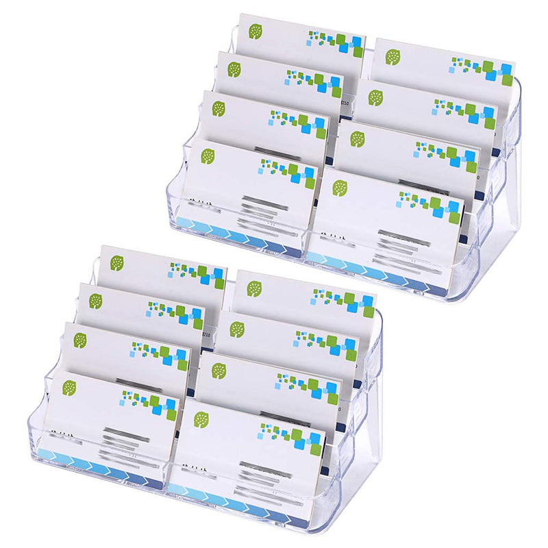 [Australia - AusPower] - Hipiwe 2pcs 8 Pockets Acrylic Business Card Holder Stand Clear Desktop Countertop Acrylic Index Card Filling Display Transparent 
