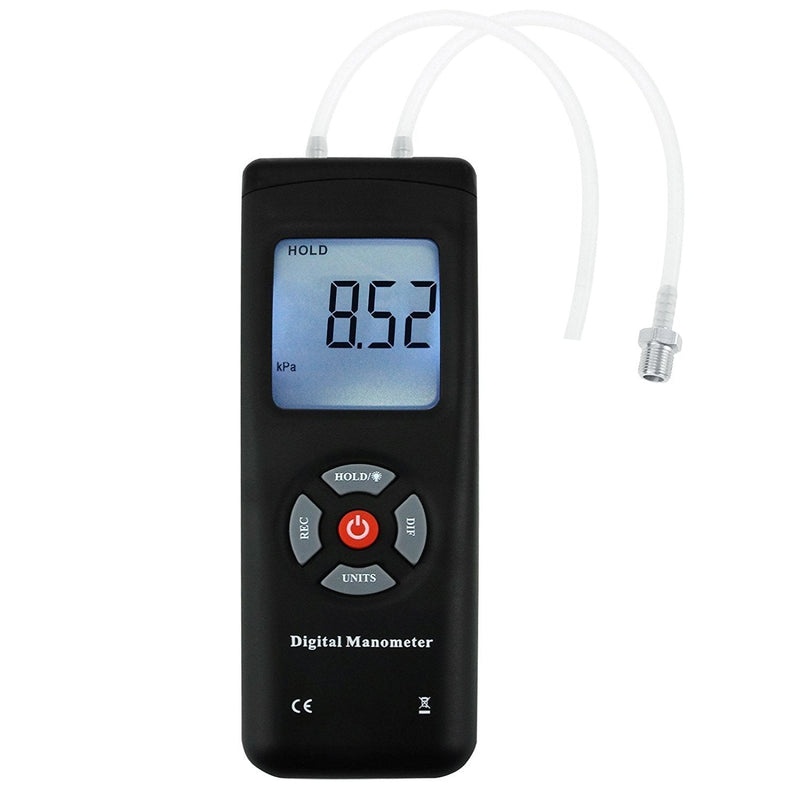 [Australia - AusPower] - GAIN EXPRESS Professional Dual-Port Manometer, Handheld HVAC Gas Pressure Meter, Differential Pressure Gauge, Large LCD with Backlight 