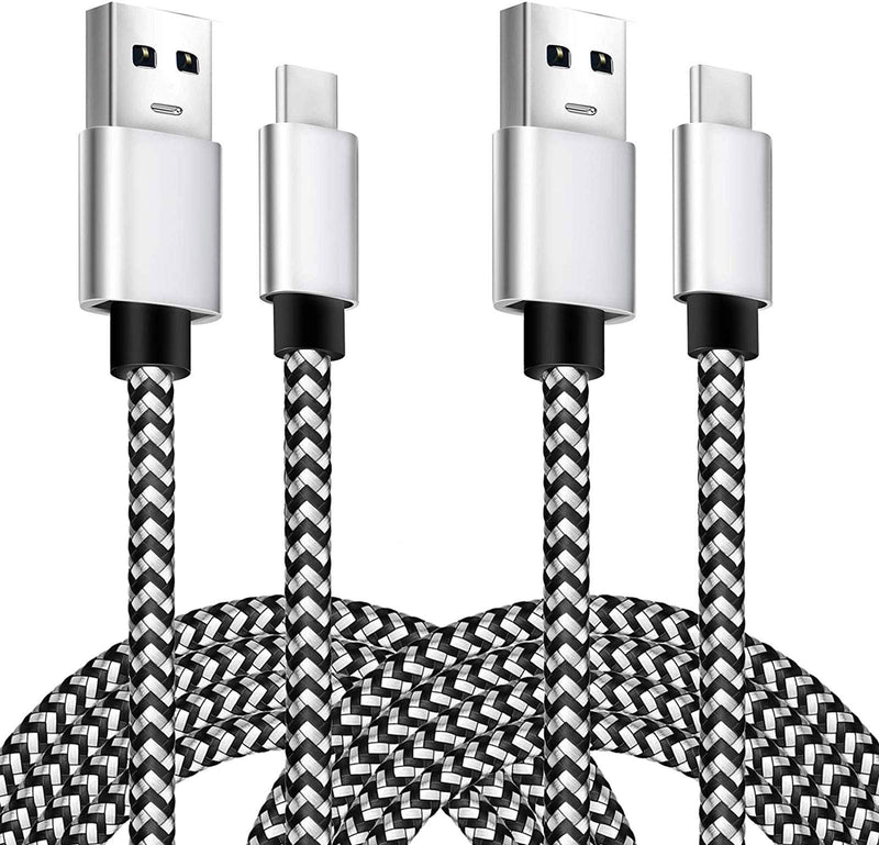 [Australia - AusPower] - USB C Cable 10ft, 2Pack Long USB Type C Charging Cable for Samsung S10, Nylon Braided Durable USB A to USB C Cable Fast Charge Compatible with Samsung Galaxy S20 S9, Note 10, Note 9, LG, Google Pixel 10 Feet black and white 