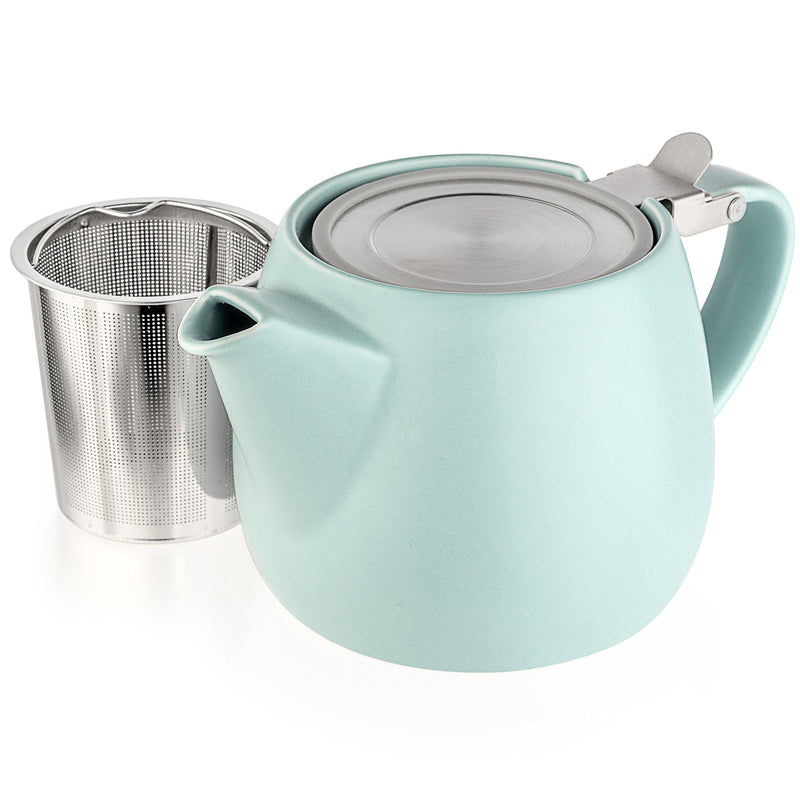 [Australia - AusPower] - Tealyra - Pluto Porcelain Small Teapot Turquoise - 18.2-ounce (1-2 cups) - Matte Finish - Stainless Steel Lid and Extra-Fine Infuser To Brew Loose Leaf Tea - 540ml 