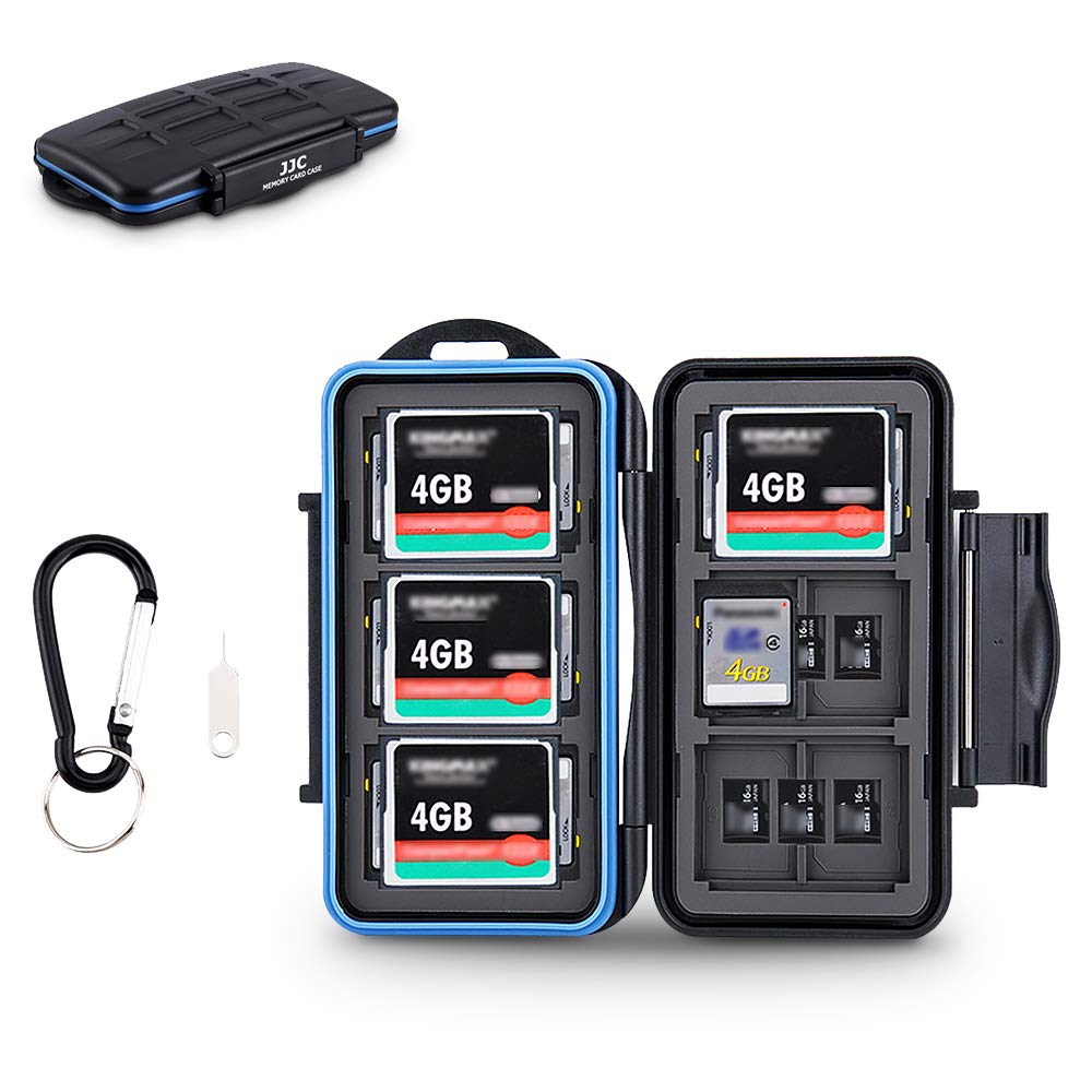 [Australia - AusPower] - JJC SD Micro SD CF TF Memory Card Case Holder Storage 6 CF & 12 SD & 18 Micro SD Card,Water-Resistant and Shockproof Store 4 CF, 8 SD, 16 Micro SD/TF & 1 Removal Tool 