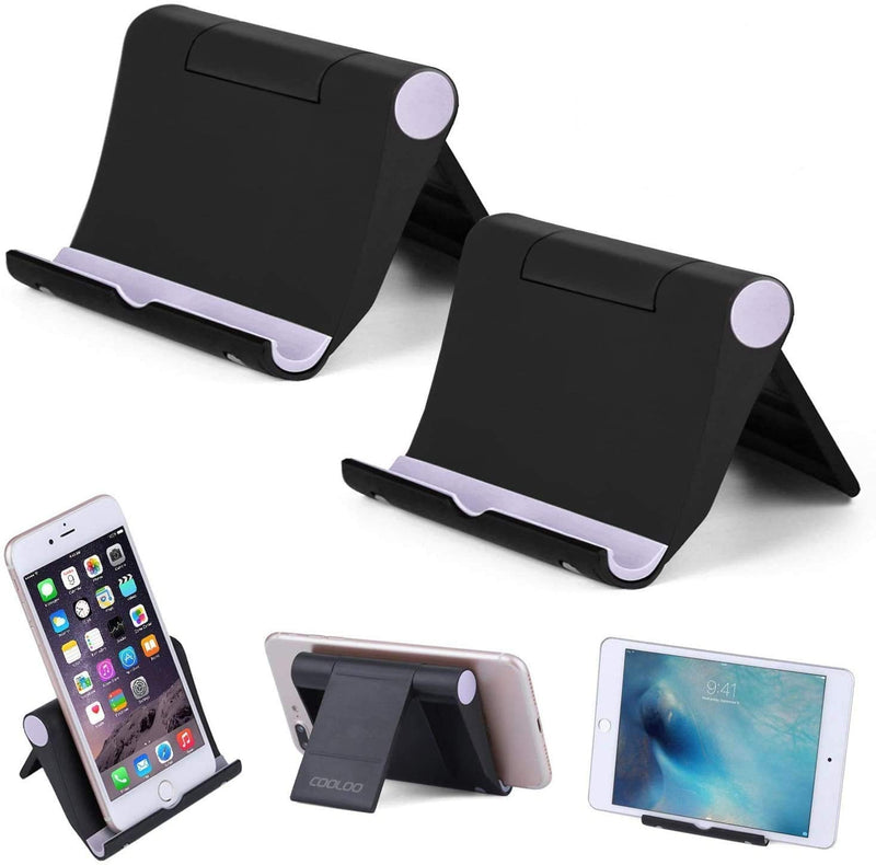 [Australia - AusPower] - Cell Phone Stand Multi-Angle,【2 Pack】 Tablet Stand Universal Smartphones for Holder Tablets(6-11"), e-Reader, Compatible Phone XS/XR/8/8 Plus/7/7 Plus, Galaxy S8/S7/Note 8, Air, Mini, Pixel 2(Black) Black & Black 
