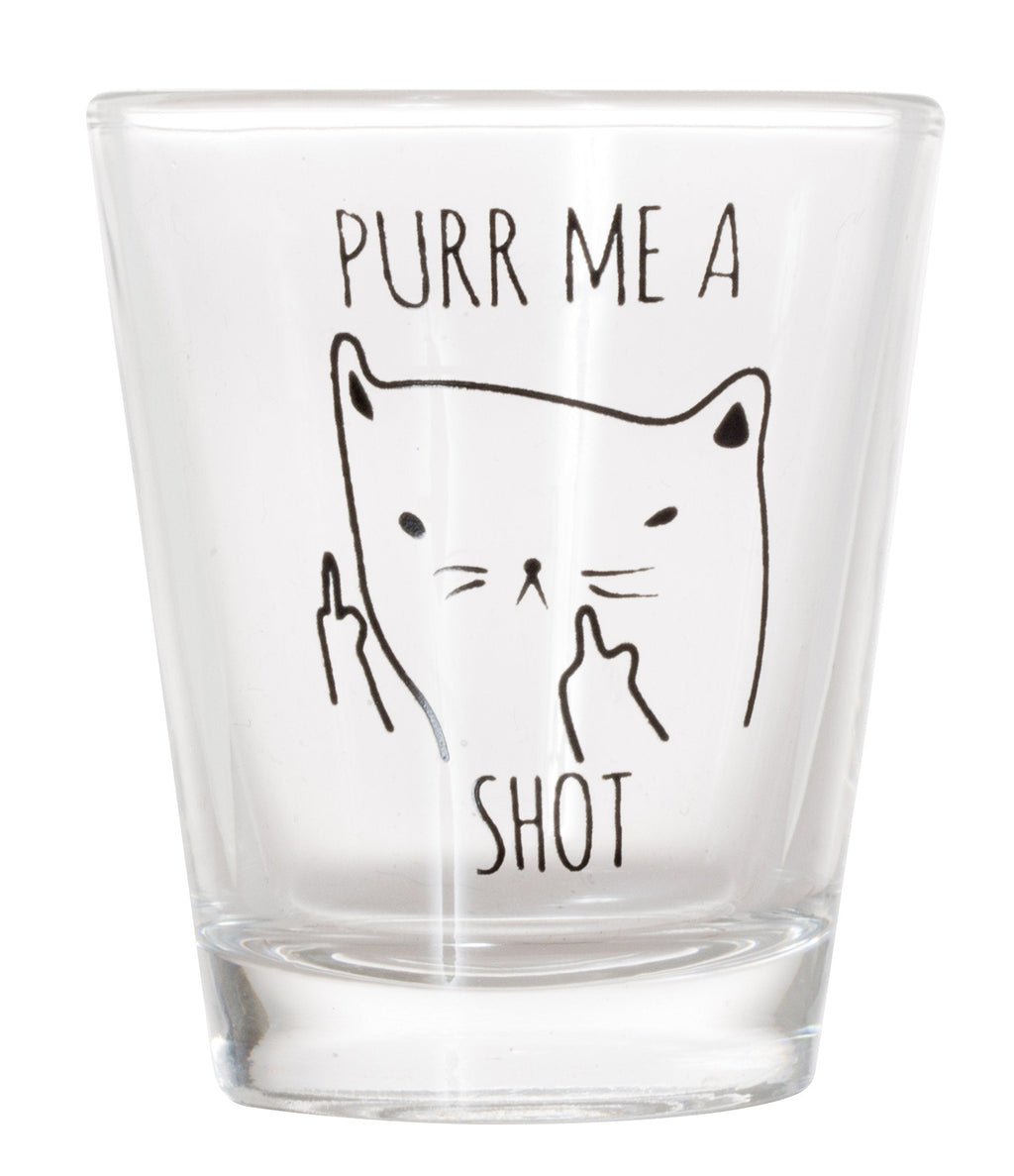[Australia - AusPower] - Purr Me a Shot - Funny Cat Gifts, Cat Shot Glass, Funny Middle Finger Cat Shotglass (1) 1 