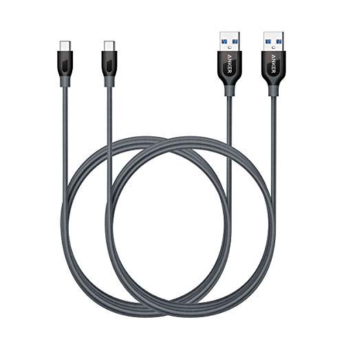 [Australia - AusPower] - Anker Powerline+ USB-C to USB 3.0 Cable (6ft, 2-Pack), High Durability, for Samsung Galaxy Note 8, S8, S8+, S9, iPad Pro 2018, MacBook, Nexus 5X, Nexus 6P, OnePlus 2 and More(Grey) Black 