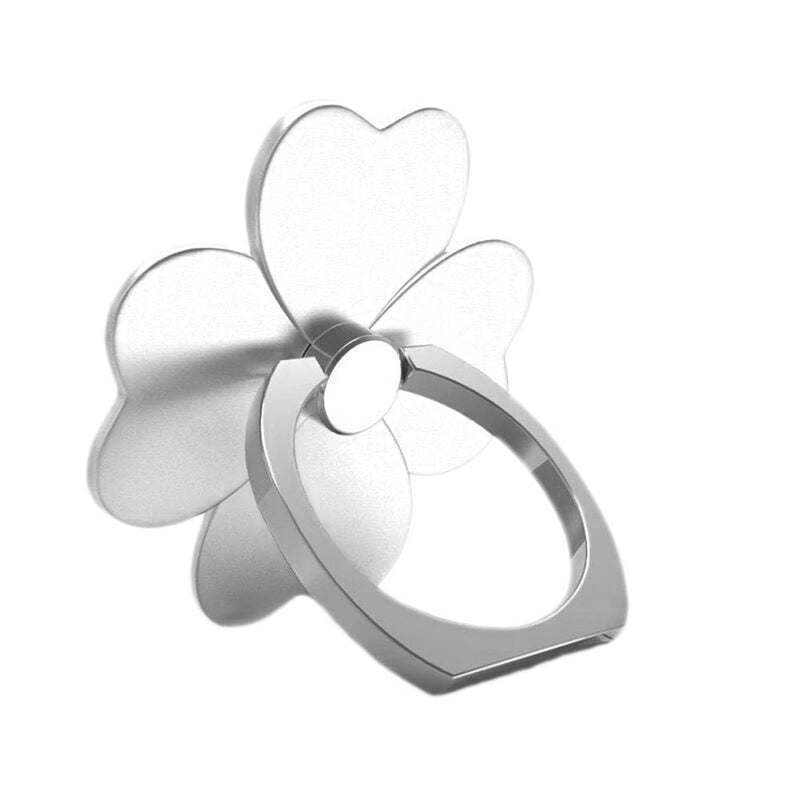 [Australia - AusPower] - Universal 360 Rotating Finger Ring Stand Holder for Cell Phone or Tablet - Flower (Silver) Silver 