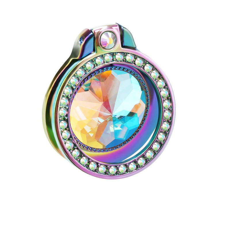 [Australia - AusPower] - lenoup Iridescent Glitter Bling Bling Phone Ring Holder,Rainbow Sparkle Phone Ring Artificial Diamond Stand,Teal Rhinestone Cell Phone Finger Ring 