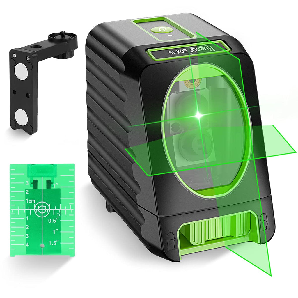 [Australia - AusPower] - Self-leveling Laser Level - Huepar Box-1G 150ft/45m Outdoor Green Cross Line Laser Level with Vertical Beam Spread Covers of 150°, Selectable Laser Lines, 360° Magnetic Base and Battery Included 