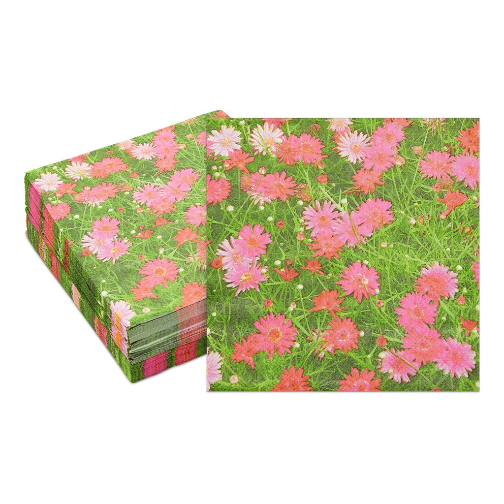 [Australia - AusPower] - Pink Daisy Paper Napkins for Birthday Party Decorations (6.5 x 6.5 In, 100 Pack) 