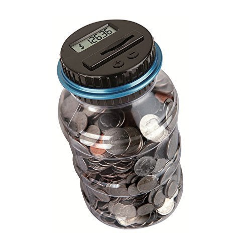 [Australia - AusPower] - Coin Piggy Bank Saving Jar, Winnsty Digital Coin Counter with LCD Display Large Capacity Money Saving Box for All US Coins (Blue) Blue 