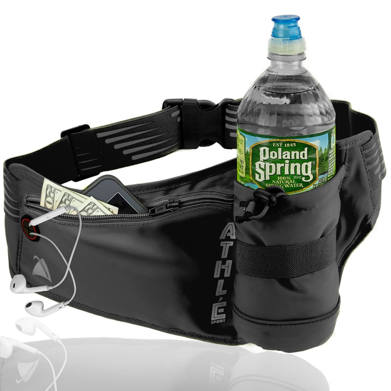 [Australia - AusPower] - Athle Sport Running Belt with Vertical Bottle Pocket Black 
