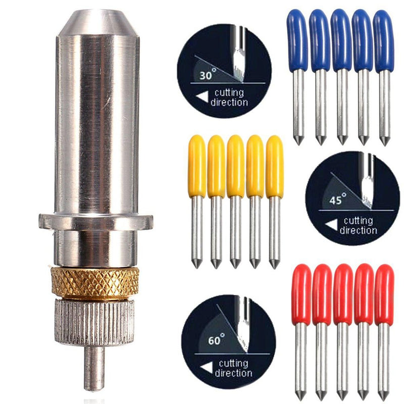 [Australia - AusPower] - GAOHOU 15pcs 30/45/60 Degree Vinyl Cutter Blade for Roland Cutting Plotter with Blade Holder - Tool Accessories Drill Bits - 15 x Blades for Cutting Plotter 
