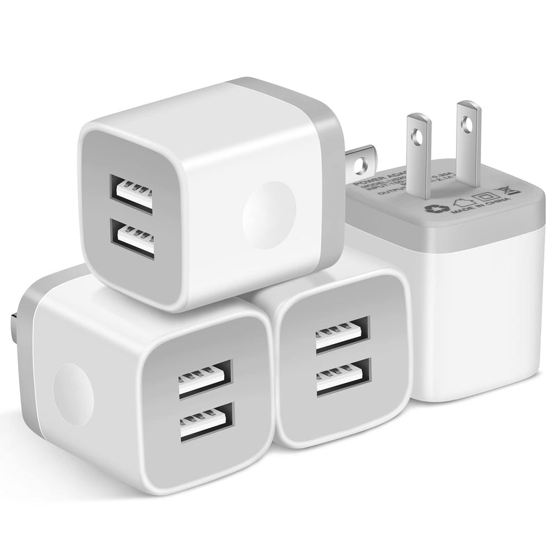 [Australia - AusPower] - X-EDITION USB Wall Charger,4-Pack 2.1A Dual Port USB Cube Power Adapter Wall Charger Plug Charging Block Cube for Phone 8/7/6 Plus/X, Pad, Samsung Galaxy S5 S6 S7 Edge,LG, Android (White) White 