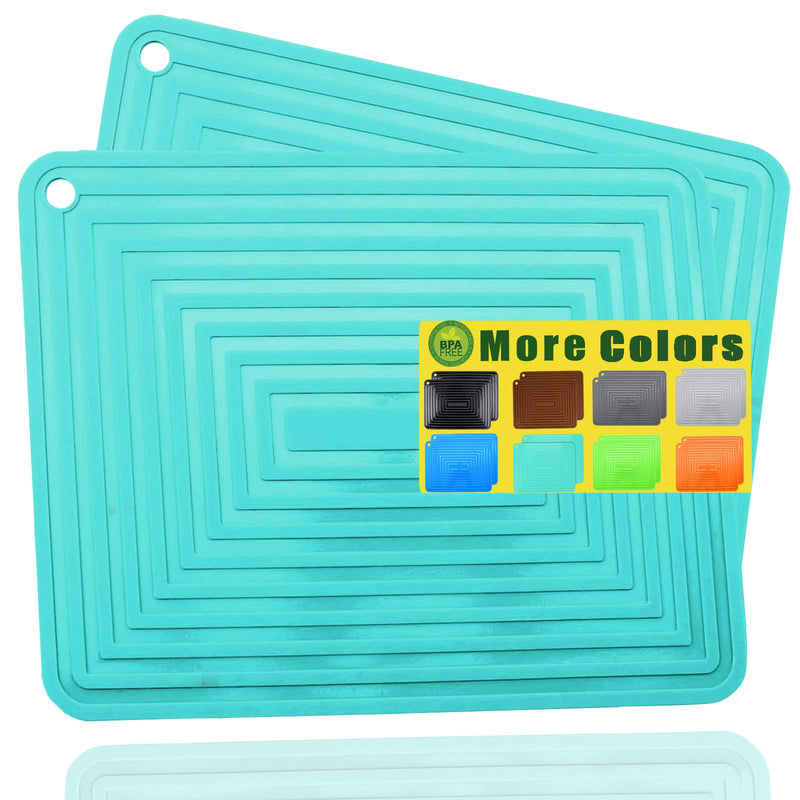 [Australia - AusPower] - Large Silicone Trivet Mats for Hot Dishes/Pots Pans, Heat Resistant Pot Holder,9"x12" Non Slip Flexible Durable Pot Coaster Kitchen Table Mats Set of 2 (Teal) Teal 