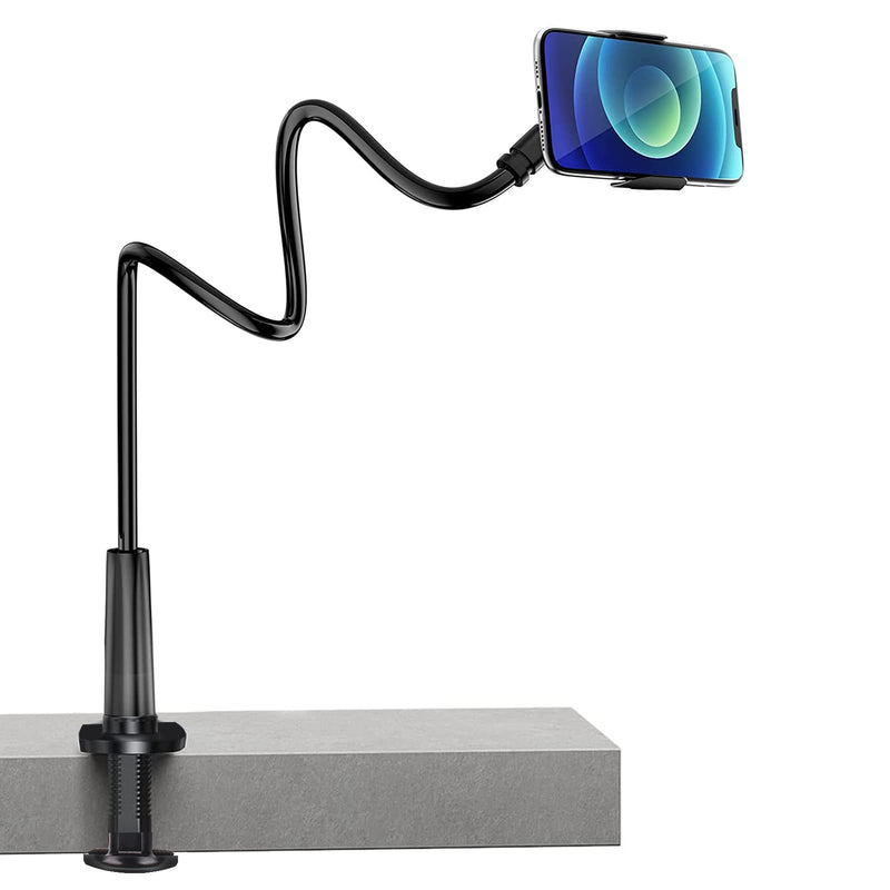 [Australia - AusPower] - Phone Holder for Bed, PEYOU [Flexible & Sturdy Arm] Gooseneck Desk Bedside Phone Holder, Widen Base & 360° Adjustable Clamp, Overhead Mount Stand, Compatible with iPhone 13 Pro 12 11, Galaxy S21 More 