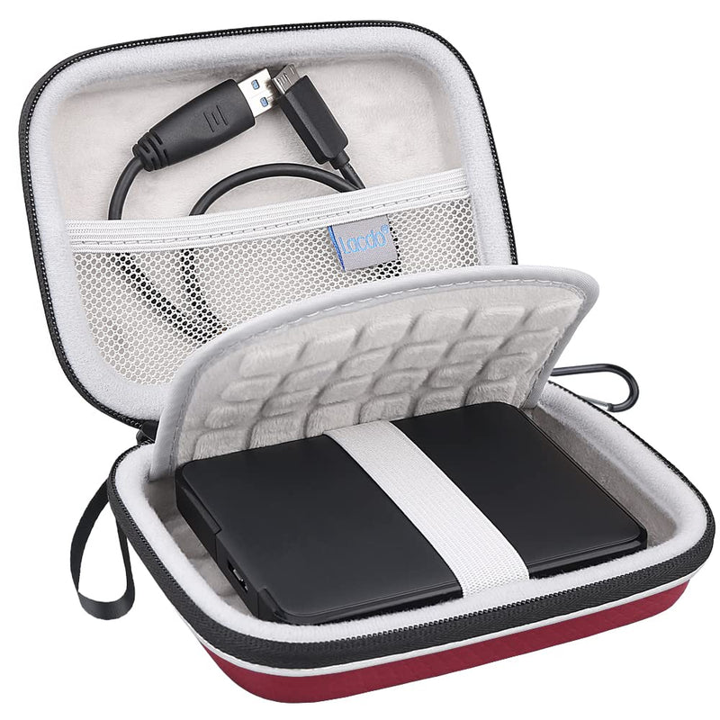 [Australia - AusPower] - Lacdo Hard Drive Case for Seagate Portable Expansion Seagate One Touch Seagate Game Drive Seagate Backup Plus Slim Portable External Hard Drive 1TB 2TB 3TB 4TB 5TB USB 3.0 2.5 Inch Travel Bag, Red 