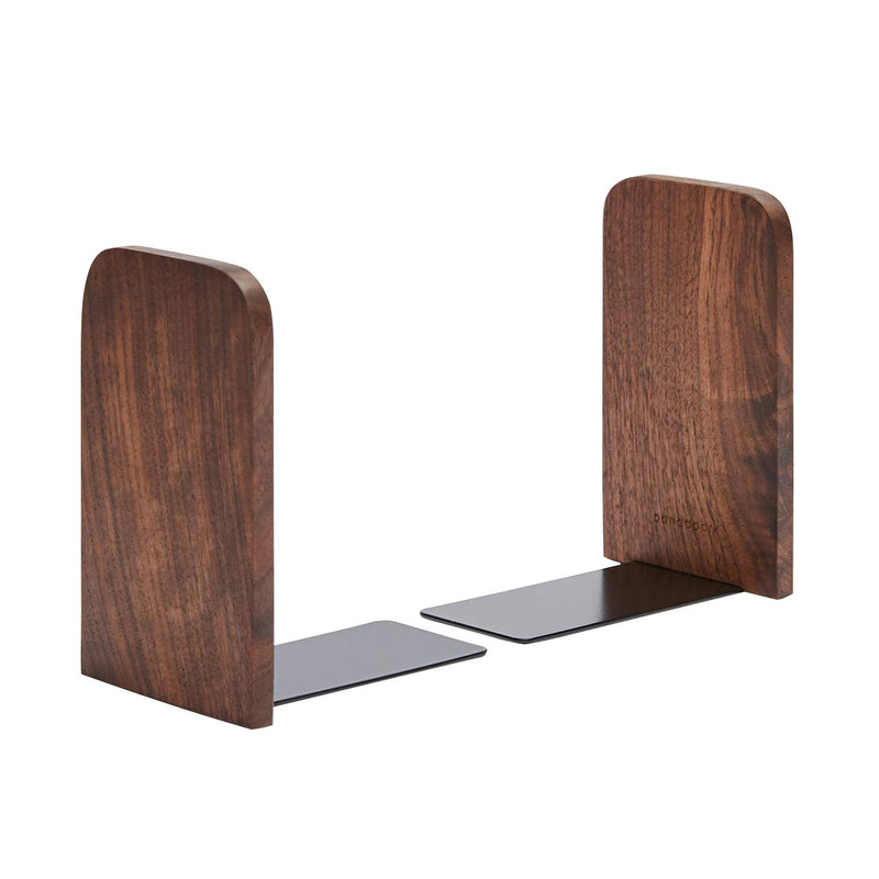 [Australia - AusPower] - Pandapark Wood Bookends,Pack of 1 Pair,Non-Skid,Black Walnut,Office Book Stand (Black Walnut-A) Black Walnut-a 