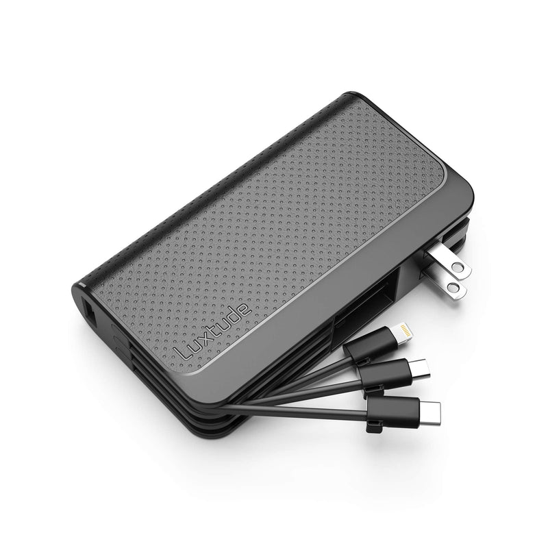 [Australia - AusPower] - Luxtude Portable Charger for iPhone, 10000mAh Power Bank with Built-in Cables【iPhone Lightning & USB C & Micro】& 15W Wall Plug Travel Charger, USB C Power Bank for iPhone, iPad, Android, Samsung etc. 2. Lightning+USB C+Micro Cable (Upgraded) 