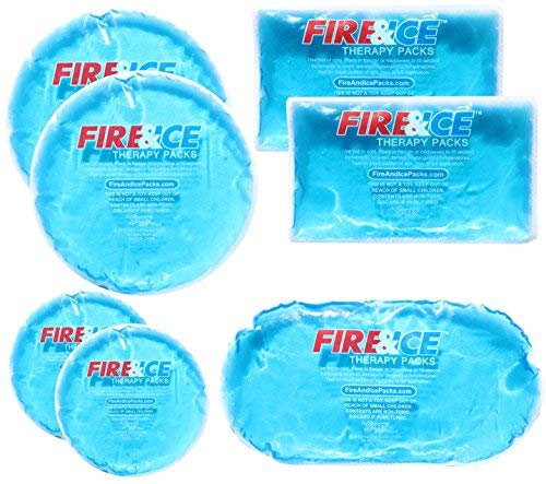 [Australia - AusPower] - Fire & Ice Hot Cold Gel Packs-7 Reusable Packs in 4 Sizes for Multiple Applications – Muscle & Joint Pain, Sinus Relief, First Aid for Injuries, Tired Eyes, Child Boo Boos, or Keeping Lunches Cool 7 