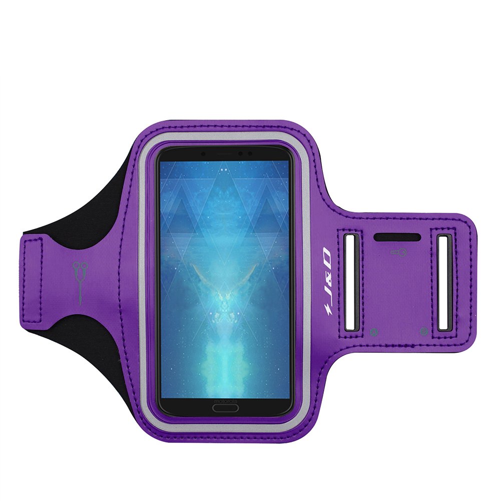 [Australia - AusPower] - J&D Armband Compatible for Motorola Moto G6/Nokia 2 V Tella Armband, Sports Armband with Key Holder Slot for Moto G6 Running Armband, Earphone Connection While Workout, (Not for Moto G6 Plus), Purple 