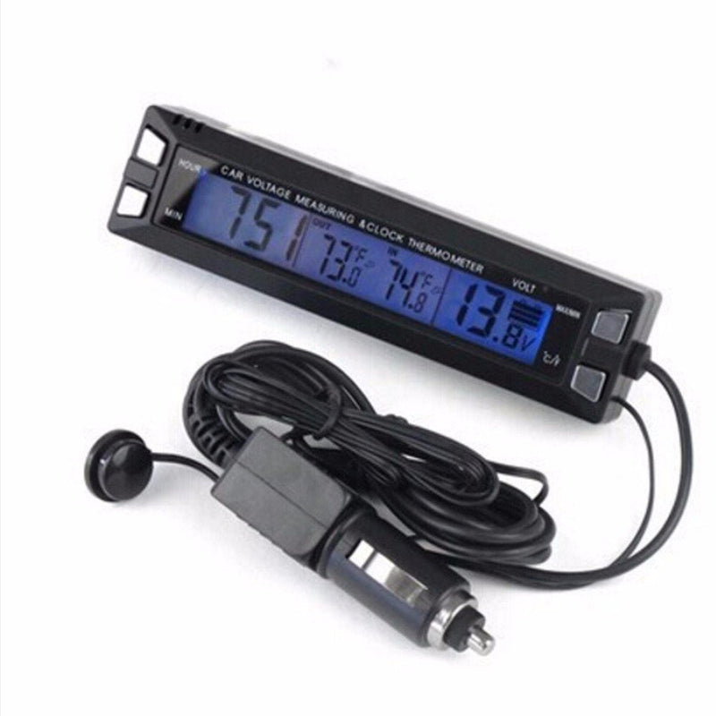[Australia - AusPower] - BOOMBOOST Mini car Inside and Outside Thermometer Voltmeter time Display Voltage Alarm Double Color Backlight Display Voltmeter Thermometer 