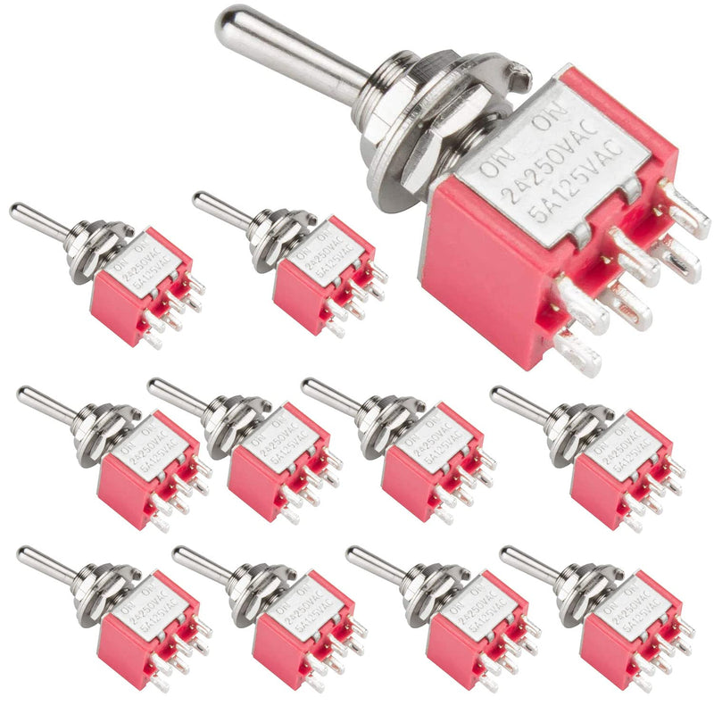 [Australia - AusPower] - DIYhz Toggle Switch AC 5A/125V 2A/250V 6 Pin Terminals On/On 2 Position DPDT Toggle Switch Mini Miniature Toggle Switch Car Dash Dashboard,10Pcs 