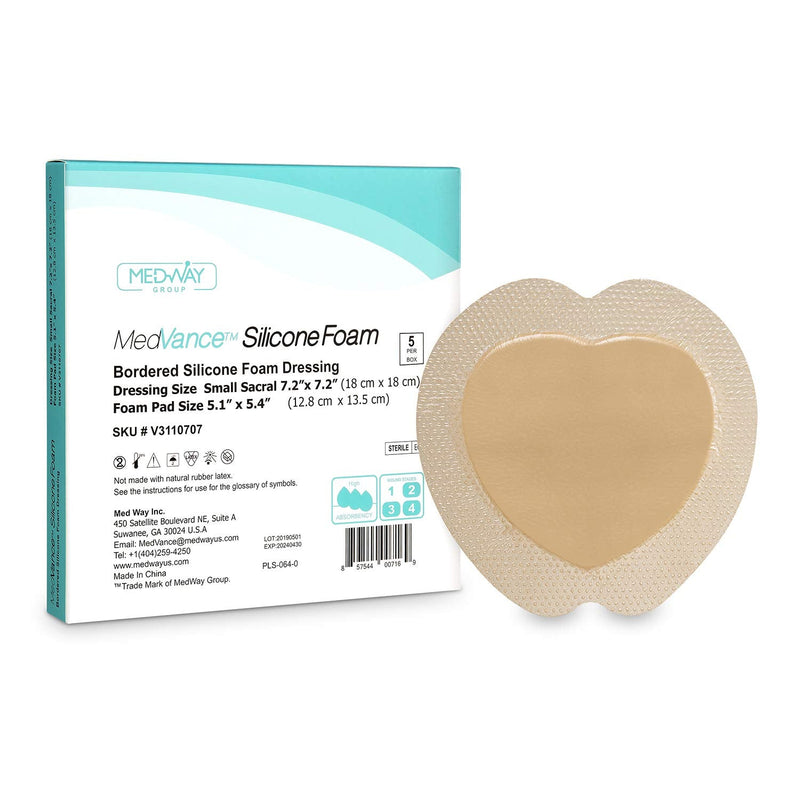 [Australia - AusPower] - MedVance TM Silicone - Bordered Silicone Adhesive Foam Dressing Sacral Size 7"x 7" Box of 5 dressings 